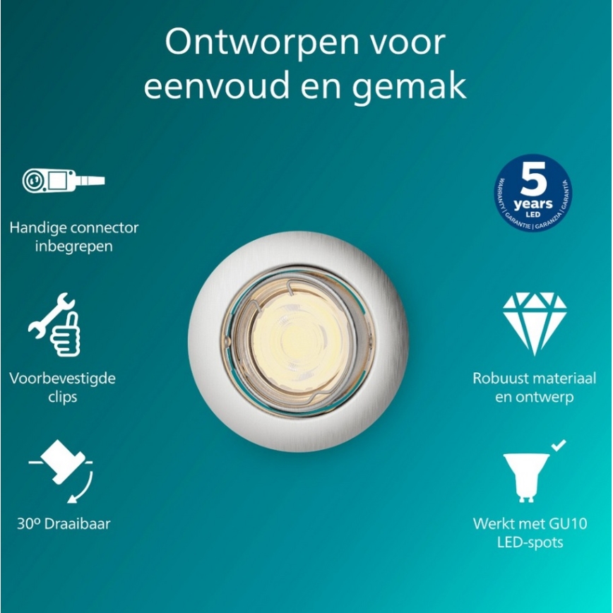 Philips - Podhledové svítidlo PERIDOT 1xGU10/7W/230V stříbrná