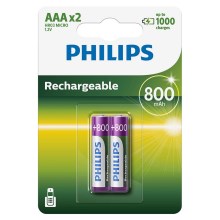 Philips R03B2A80/10 - 2 ks Nabíjecí baterie AAA MULTILIFE NiMH/1,2V/800 mAh