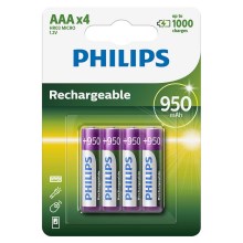 Philips R03B4A95/10 - 4 ks Nabíjecí baterie AAA MULTILIFE NiMH/1,2V/950 mAh