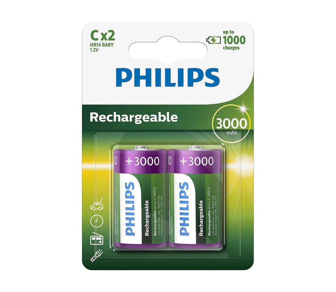 Philips Philips R14B2A300/10 - 2 ks Nabíjecí baterie C MULTILIFE NiMH/1,2V/3000 mAh P2243