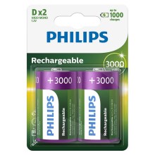 Philips R20B2A300/10 - 2 ks Nabíjecí baterie D MULTILIFE NiMH/1,2V/3000 mAh