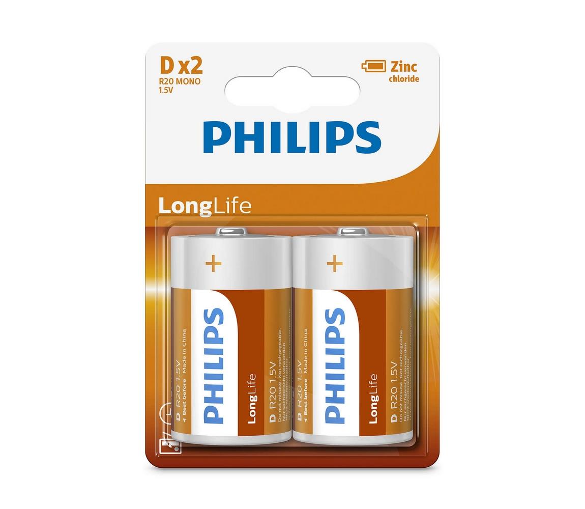 Baterie Philips LongLife D 2ks