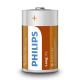 Philips R20L2F/10 - 2 ks Zinkochloridová baterie D LONGLIFE 1,5V 5000mAh