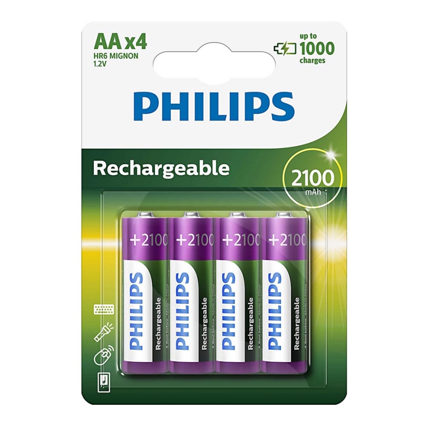 Philips R6B4A210/10 - 4 ks Nabíjecí baterie AA MULTILIFE NiMH/1,2V/2100 mAh