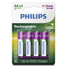 Philips R6B4RTU25/10 - 4 ks Nabíjecí baterie AA MULTILIFE NiMH/1,2V/2500 mAh