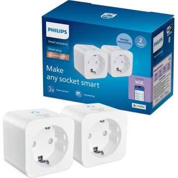 Philips - SADA 2x Chytrá zásuvka SCHUKO 2300W + powermetr Wi-Fi