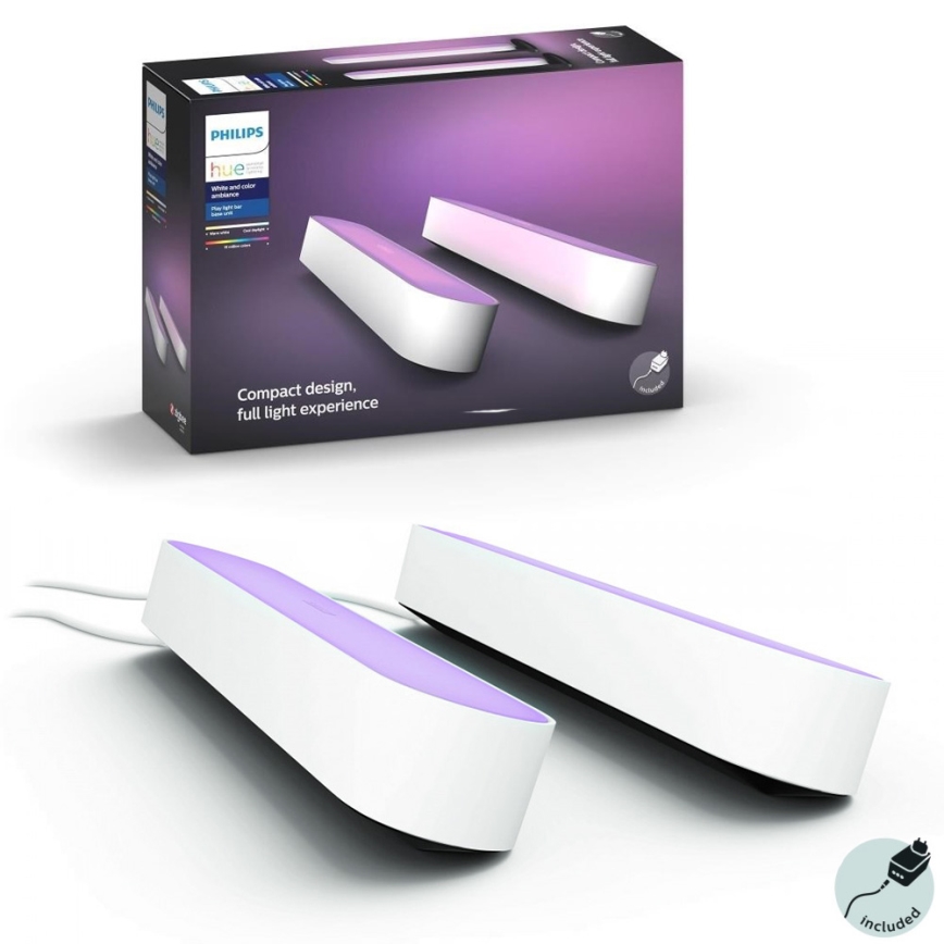 Philips - SADA 2x LED RGB Stmívatelná stolní lampa Hue PLAY LED/6W/230V bílá