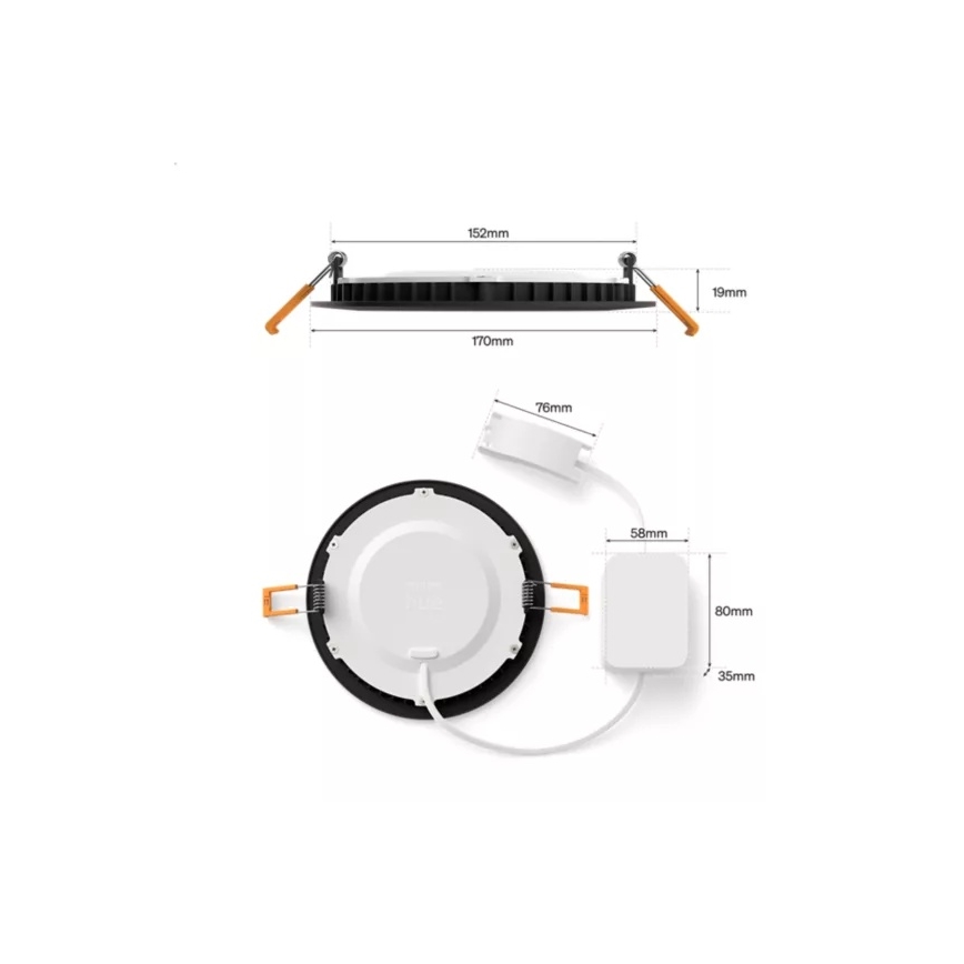 Philips - SADA 2x LED RGBW Stmívatelné koupelnové podhledové svítidlo Hue SLIM LED/12W/230V 2000-6500K černá IP44
