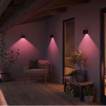 Philips - SADA 2x LED RGBW Stmatelné venkovní nástěnné svítidlo Hue RESONATE LED/8W/230V 2000-6500K IP44