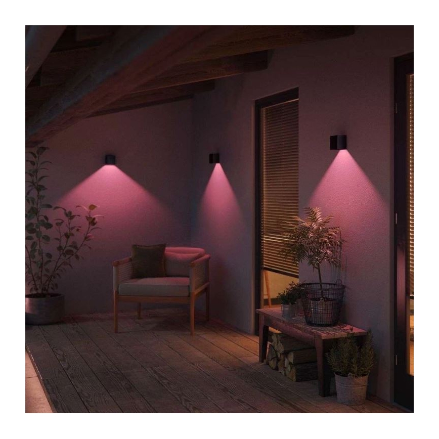 Philips - SADA 2x LED RGBW Stmatelné venkovní nástěnné svítidlo Hue RESONATE LED/8W/230V 2000-6500K IP44