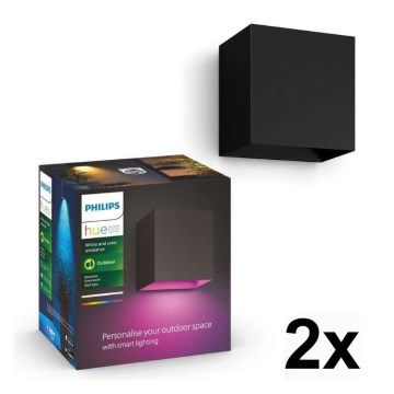 Philips - SADA 2x LED RGBW Stmatelné venkovní nástěnné svítidlo Hue RESONATE LED/8W/230V 2000-6500K IP44