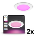 Philips - SADA 2x LED RGBW Stmívatelné koupelnové podhledové svítidlo Hue SLIM LED/12W/230V 2000-6500K bílá IP44