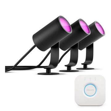 Philips - SADA 3x LED RGB Stmívatelné bodové svítidlo Hue LILY LED/8W/230V 2200-6500K IP65 + Hue bridge