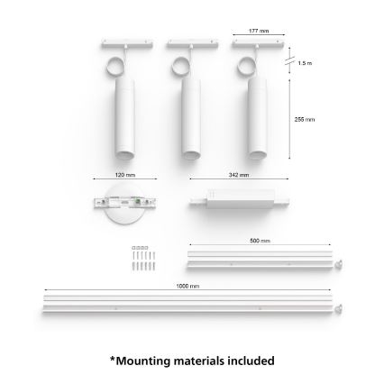 Philips - SADA 3x LED RGB Stmívatelný lustr na lanku do lištového systému Hue PERIFO LED RGB/15,6W/230V 2000-6500K