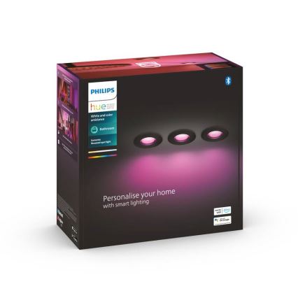 Philips -SADA 3x LED RGBW Stmívatelné koupelnové podhledové svítidlo Hue XAMENTO 1xGU10/5,7W/230V 2200-6500K IP44