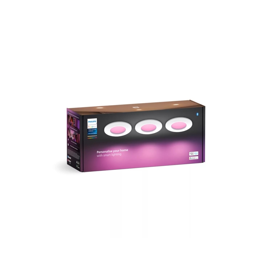 Philips - SADA 3x LED RGBW Stmívatelné koupelnové podhledové svítidlo Hue SLIM LED/8,3W/230V IP44 2000-6500K