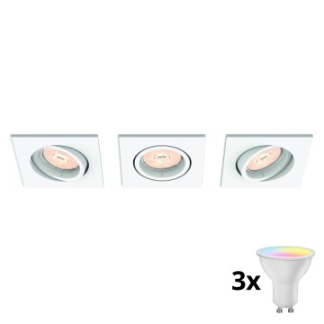 Philips - SADA 3x LED RGBW Stmívatelné podhledové svítidlo 1xGU10/4,8W/230V bílá + dálkové ovládání