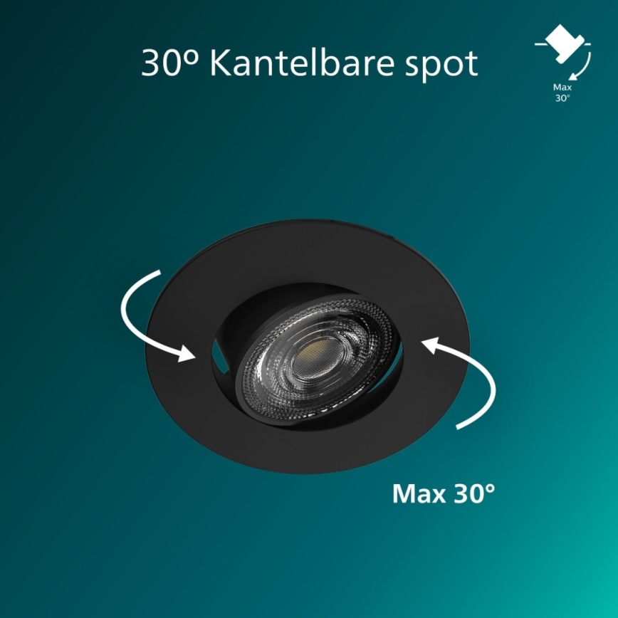 Philips - SADA 3x LED Stmívatelné podhledové svítidlo CILANTRO LED/5W/230V 4000K černá