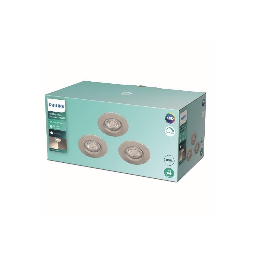 Philips - SADA 3x LED Stmívatelné koupelnové svítidlo LED/5W/230V 2700K IP65
