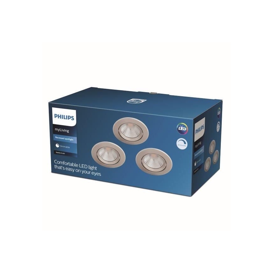 Philips - SADA 3x LED Stmívatelné podhledové svítidlo LED/5,5W/230V 2700K