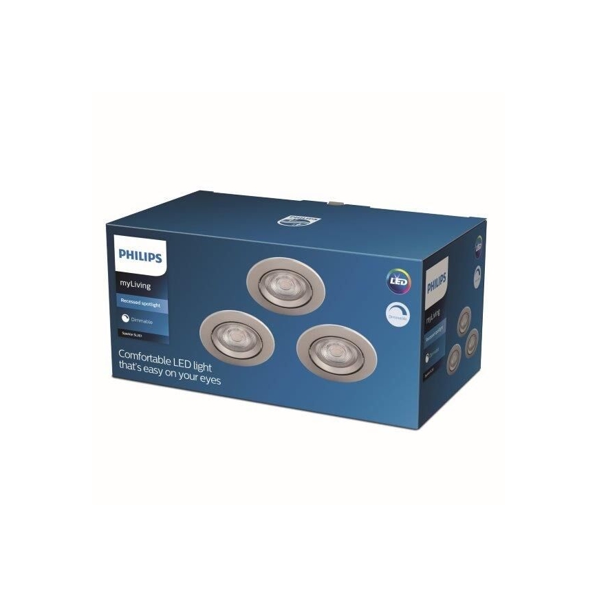 Philips - SADA 3x LED Stmívatelné podhledové svítidlo LED/5W/230V 2700K