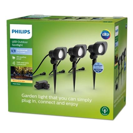 Philips -SADA 3x LED Venkovní bodové svítidlo LED/6W/230V 2700K IP44