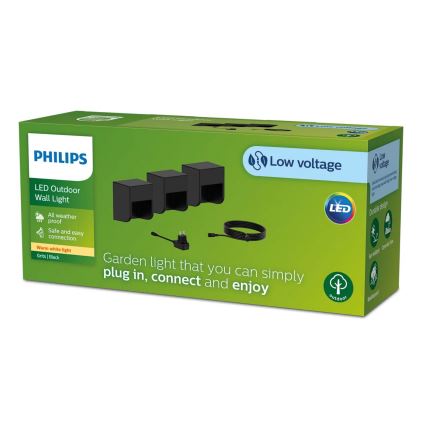 Philips - SADA 3x LED Venkovní nástěnné svítidlo GRITS LED/1,5W/24/230V IP44