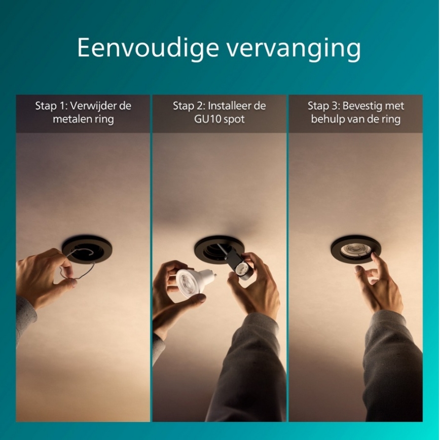 Philips - SADA 3x Podhledové svítidlo PERIDOT 1xGU10/7W/230V černá