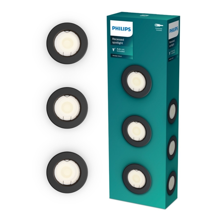 Philips - SADA 3x Podhledové svítidlo PERIDOT 1xGU10/7W/230V černá