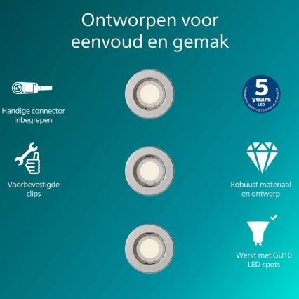 Philips - SADA 3x Podhledové svítidlo PERIDOT 1xGU10/7W/230V stříbrná