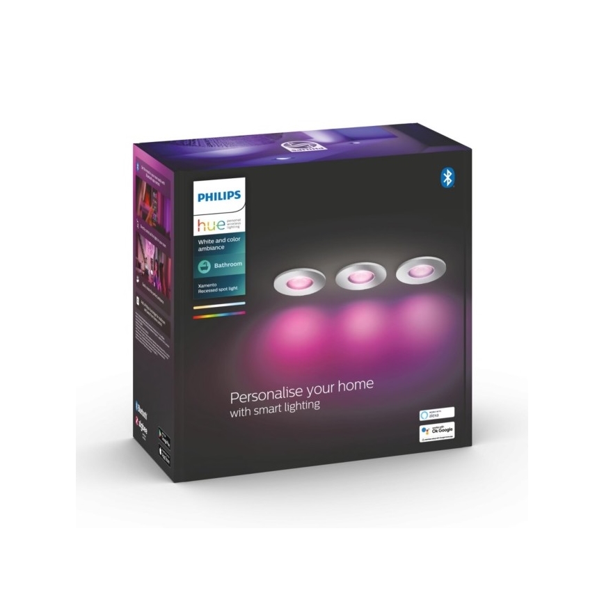 Philips - SADA 3xLED RGB Stmívatelné koupelnové svítidlo Hue XAMENTO 1xGU10/5,7W/230V IP44 2000-6500K
