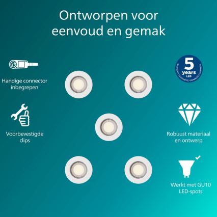 Philips - SADA 5x Podhledové svítidlo PERIDOT 1xGU10/7W/230V bílá