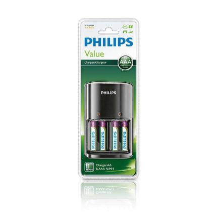 Philips SCB1450NB/12 - Nabíječka baterií MULTILIFE 4xAAA 800 mAh 230V