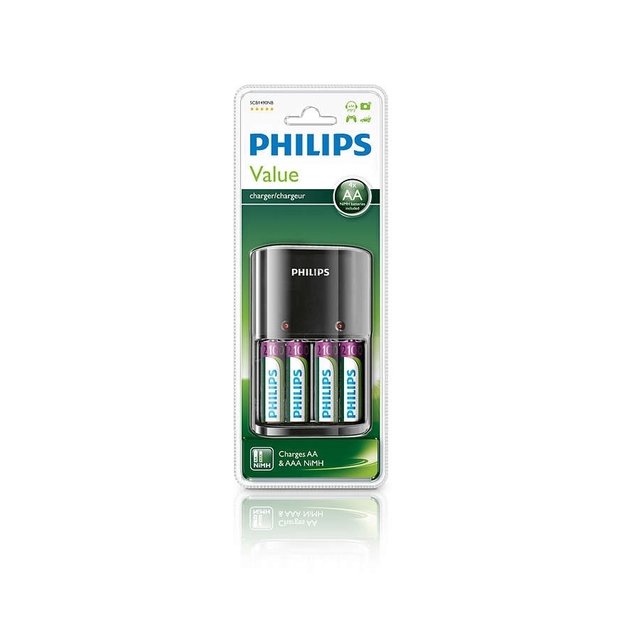Philips SCB1490NB/12 - Nabíječka baterií MULTILIFE 4xAA 2100 mAh 230V