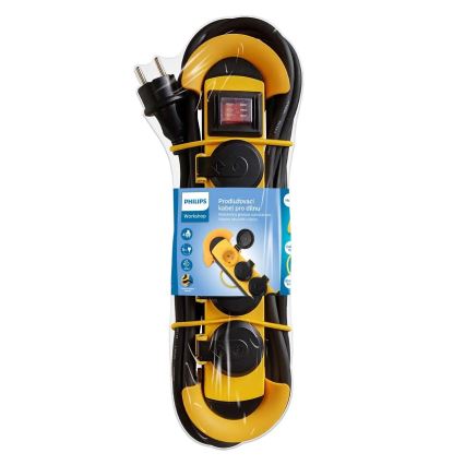 Philips SPN5140YC/60 - Prodlužovací kabel s vypínačem 4Z 5m IP44