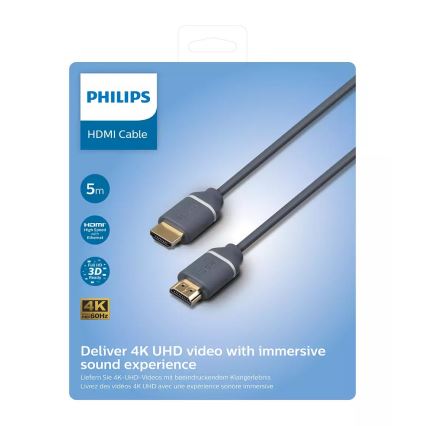 Philips SWV5650G/00 - HDMI kabel s Ethernetem, HDMI 2.0 A konektor 5m šedá