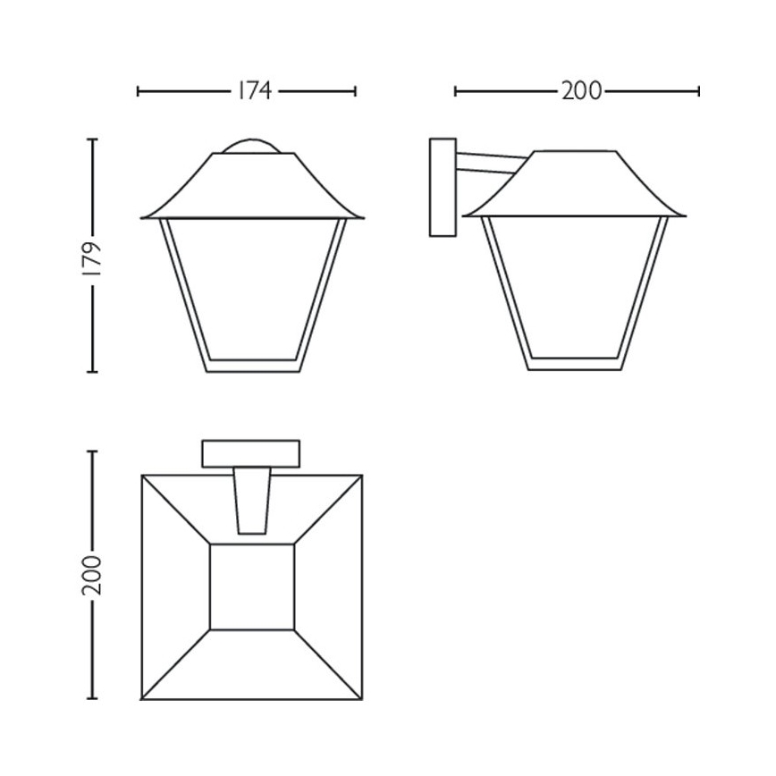 Philips - Venkovní nástěnné svítidlo 1xE27/60W/230V IP44