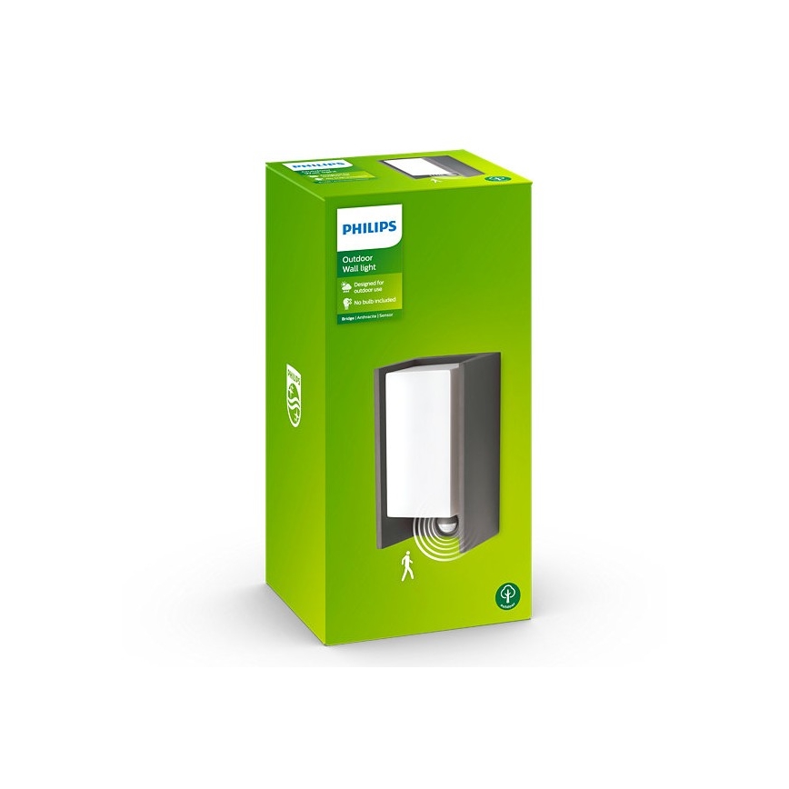 Philips - Venkovní nástěnné svítidlo se senzorem BRIDGE 1xE27/15W/230V IP44