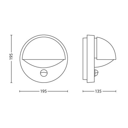 Philips - Venkovní nástěnné svítidlo se senzorem JUNE 1xE27/12W/230V IP44