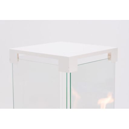 Planika - Venkovní plynový krb 142x36 cm 8kW 1xAAA bílá + ochranný kryt