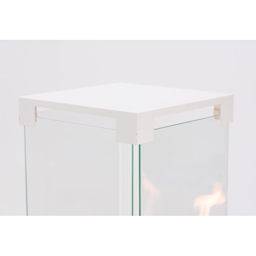 Planika - Venkovní plynový krb 142x36 cm 8kW 1xAAA bílá + ochranný kryt