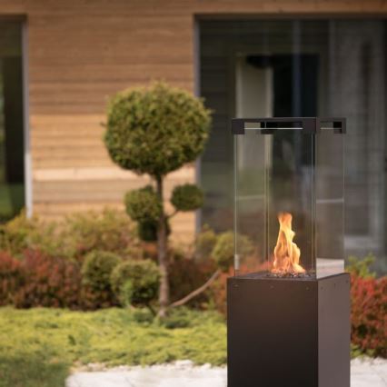 Planika - Venkovní plynový krb 142x36 cm 8kW 1xAAA černá + ochranný kryt
