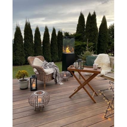 Planika - Venkovní plynový krb 142x36 cm 8kW 1xAAA černá + ochranný kryt