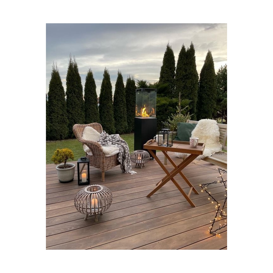 Planika - Venkovní plynový krb 142x36 cm 8kW 1xAAA černá + ochranný kryt