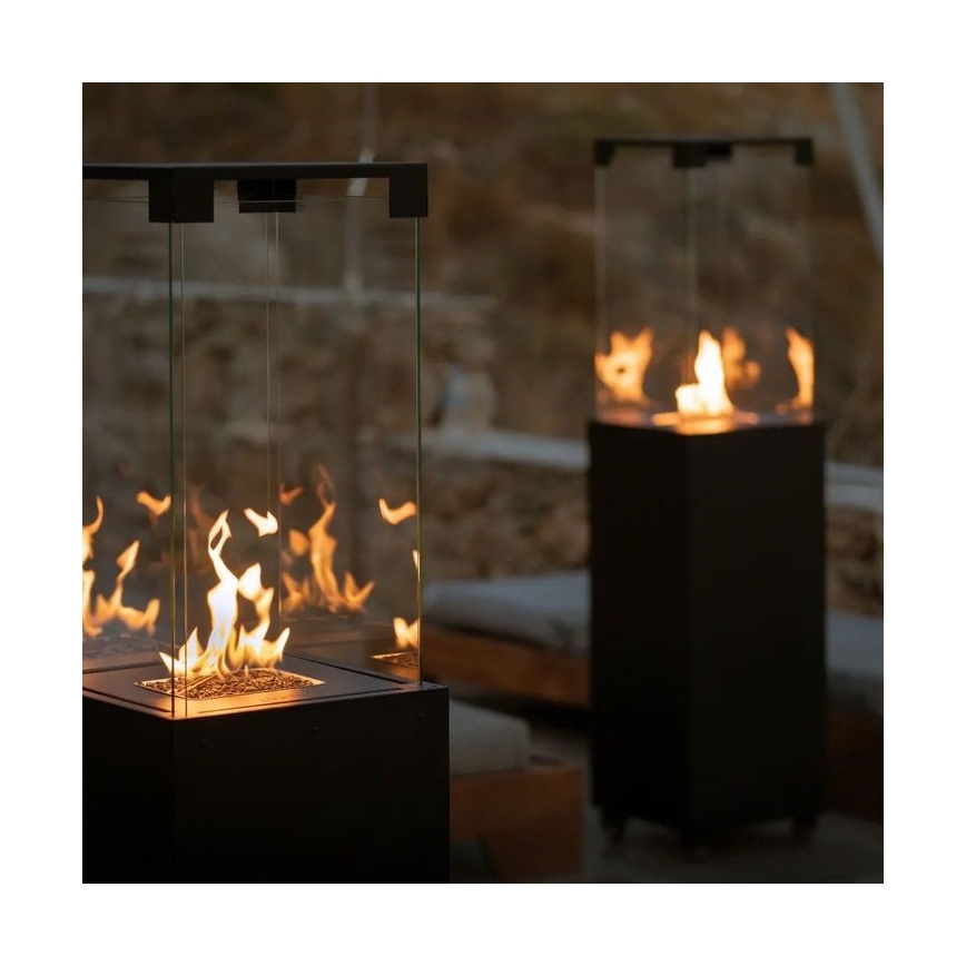 Planika - Venkovní plynový krb 142x36 cm 8kW 1xAAA černá + ochranný kryt