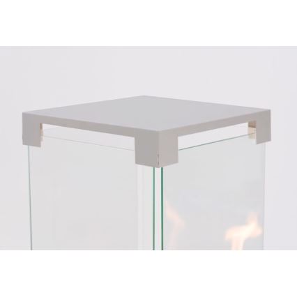 Planika - Venkovní plynový krb 142x36 cm 8kW šedá + ochranný kryt