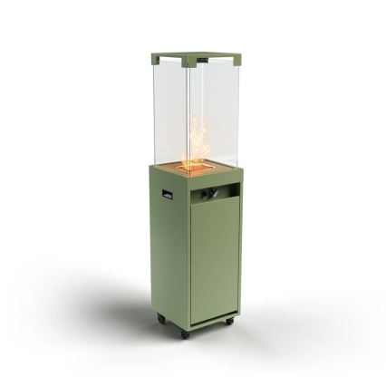 Planika - Venkovní plynový krb 142x36 cm 8kW 1xAAA zelená + ochranný kryt