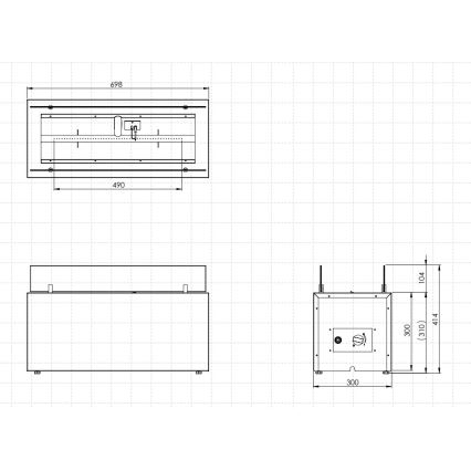 Planika - Venkovní plynový krb 41,4x69,8 cm 10kW černá + ochranný kryt