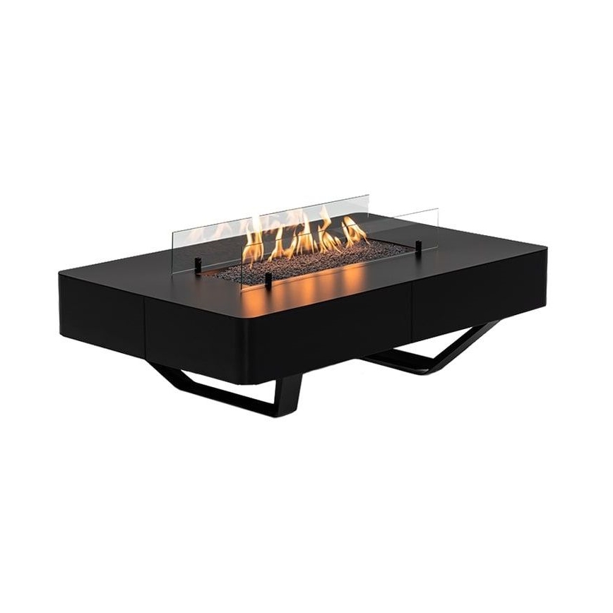 Planika - Venkovní plynový krb 46x106 cm 10kW černá + ochranný kryt