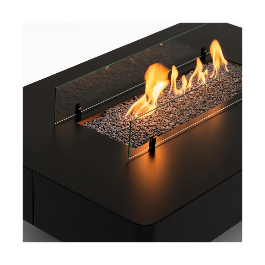 Planika - Venkovní plynový krb 46x106 cm 10kW černá + ochranný kryt
